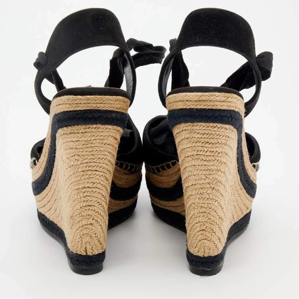 AUTHENTIC GUCCI BLACK SUEDE WEDGES - Picture 6 of 8